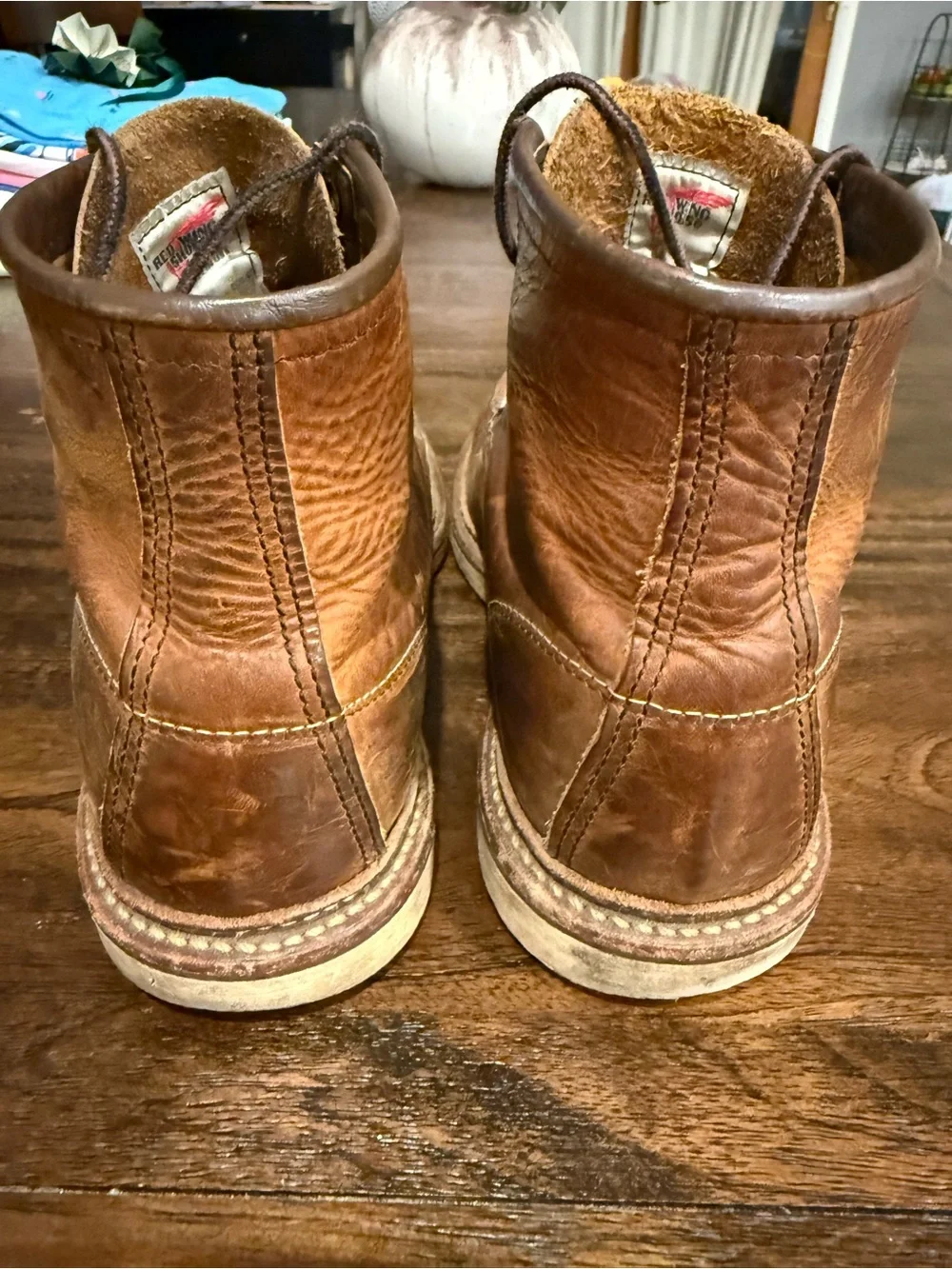 Red Wing Shoes Rustic Brown Leather Moc Toe Lace-Up Boots